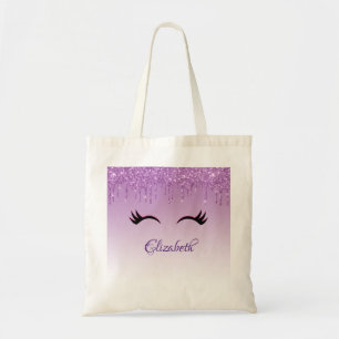 Tote Bag Eyelashes rose et noir élégant sur Parties scintil