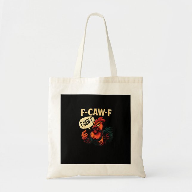 Tote Bag F Caw F Funny Angry Rooster Graphic Retro Style (Devant)