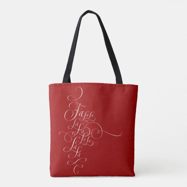 Tote Bag Fa la la - Calligraphie de Noël - Deck the Halls (Dos)