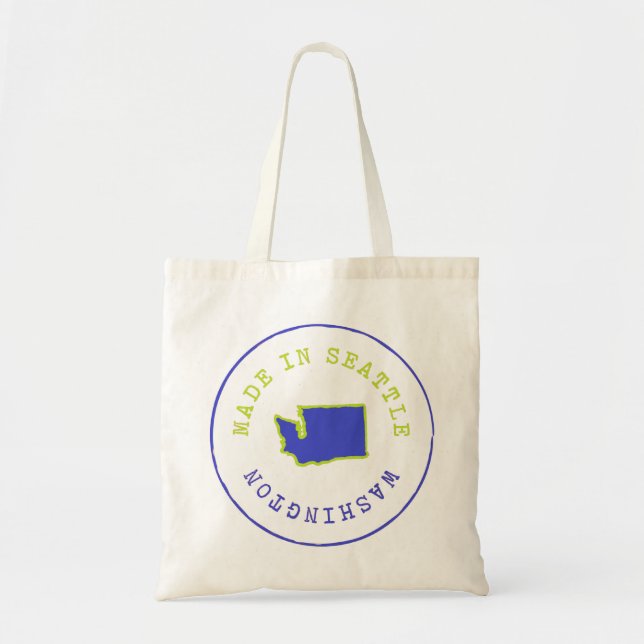 Tote Bag Fabriqué dans le Timbre de Seattle (Devant)