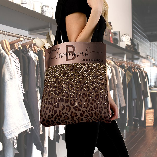 Tote Bag Fabuleux léopard d'anniversaire motif brun noir (Créateur téléchargé)