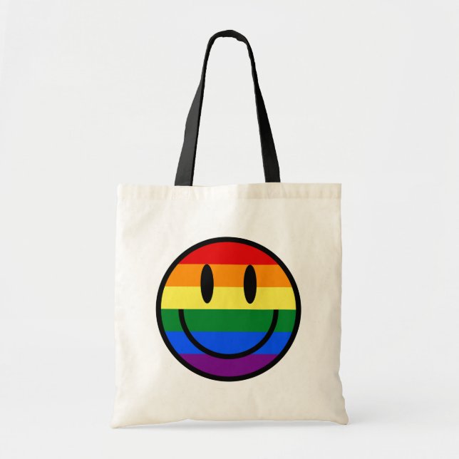 Tote Bag Face souriante arc-en-ciel (Devant)