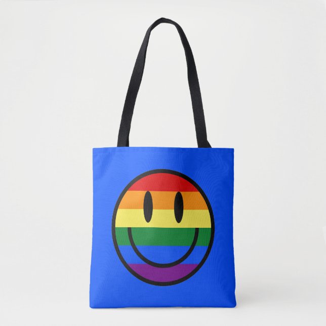 Tote Bag Face souriante arc-en-ciel (Devant)