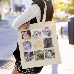 Tote Bag Facilement distrait par Cats Photo Collage