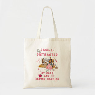 Tote Bag Facilement distrait par les chats et la couture -