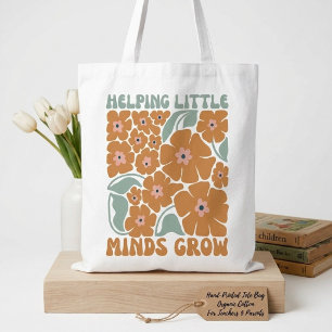 Tote Bag Faire grandir les petits esprits Fleur retro