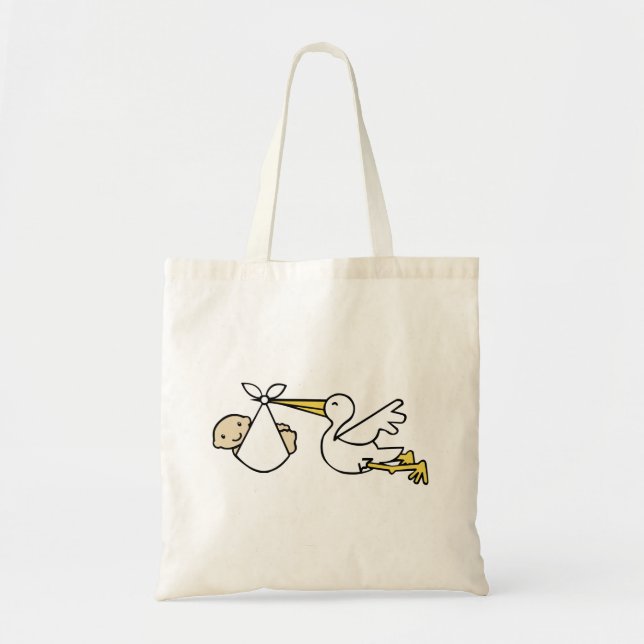 Tote Bag Faire-part de naissance mignonne de cigognes et de (Devant)