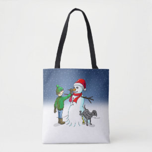 Tote Bag Faire un bonhomme de neige