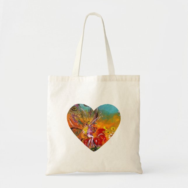Tote Bag FAIRY OF THE RED FLOWERS Imaginaire Heart (Devant)