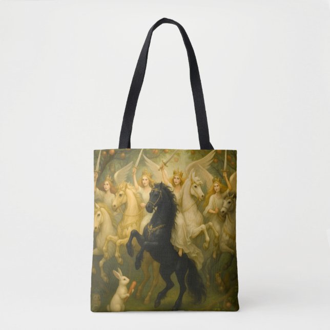 Tote Bag FairyTale Horses and Ethereal Guardian AngelsTote (Devant)