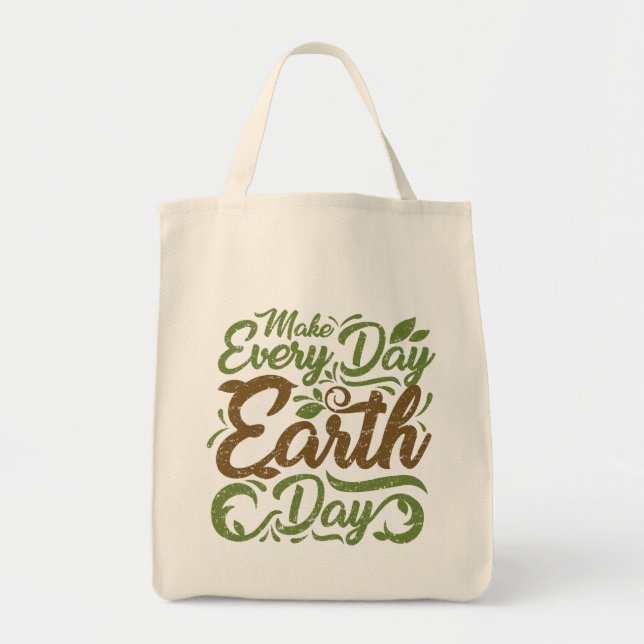 Tote Bag Faites chaque jour de la terre de jour - épicerie (Devant)