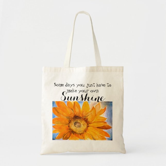 Tote Bag Faites l'art Fourre-tout d'aquarelle de tournesol (Devant)