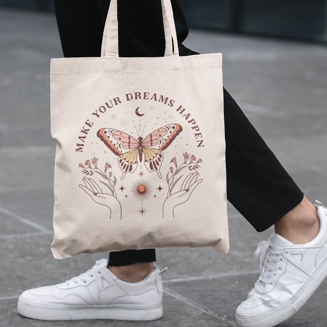 Tote Bag Faites vos rêves se produire Boho Butterfly (Créateur téléchargé)