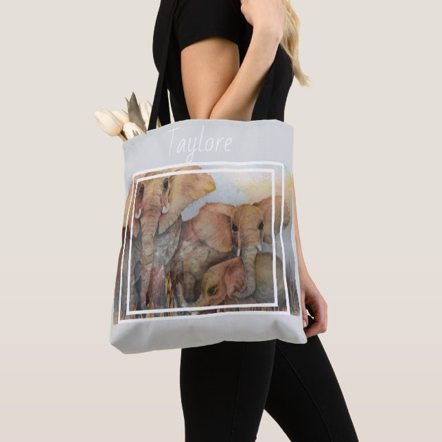 Tote Bag Famille amusante des éléphants (De près)