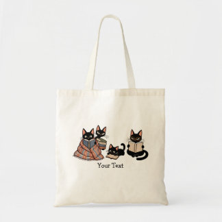 Tote Bag Famille de chat noir amateur de livres cadeau vint