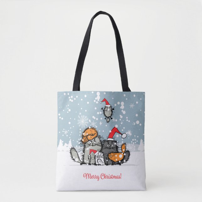 Tote Bag Famille de chats de Noël (Devant)