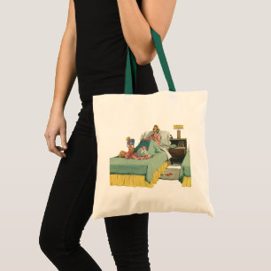 Tote Bag Famille vintage servant le petit-déjeuner à maman 