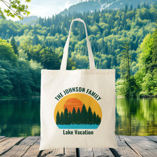 Tote Bag Family Lake Trip Cute Coucher de soleil Customisé