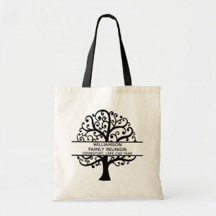 Tote Bag Family Tree Reunion Black Modern Drawing