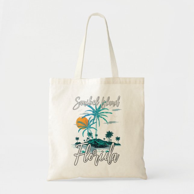 Tote Bag Family Vacation Retro Sunset Floride Sanibel Islan (Devant)