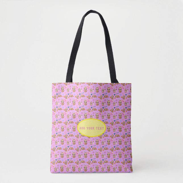 Tote Bag Fantaisie rose flot | Ajouter votre texte (Devant)
