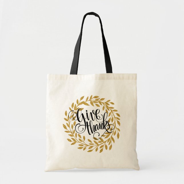 Tote Bag Fantastique Remercier Texte Avec Wreath Or (Devant)