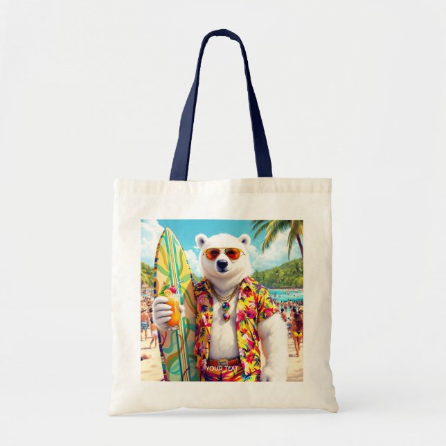 Tote Bag Fantasy Cute Polar Bear Beach (Devant)