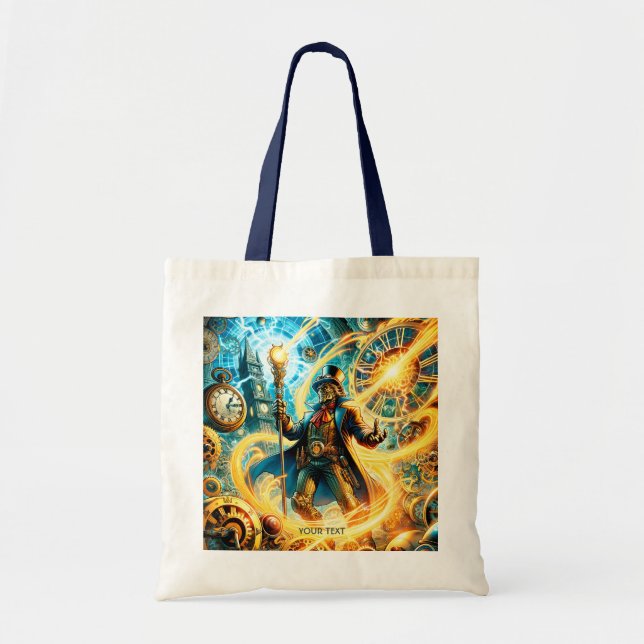 Tote Bag Fantasy Cute Steampunk Time Wizard (Devant)