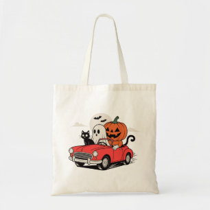 Tote Bag Fantôme de Halloween Rétro Conduisant une Voiture