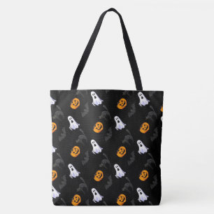 Tote Bag Fantôme d'Halloween, chats Citrouilles et noirs