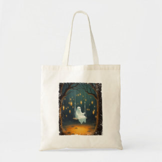 Tote Bag Fantôme Mignonne Sur Une Forêt D'Automne De Neige 
