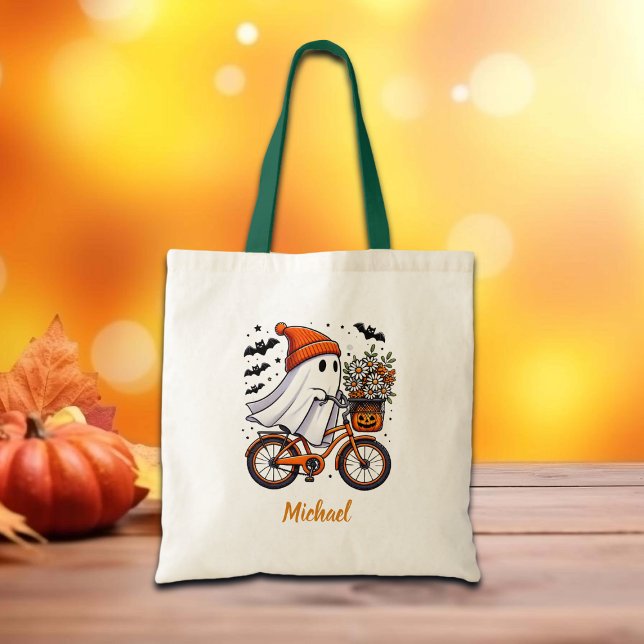Tote Bag Fantôme rétro sur Halloween à vélo (Créateur téléchargé)