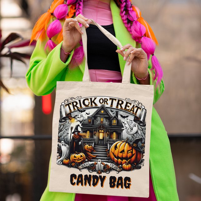 Tote Bag Fantômes et citrouilles la nuit d'Halloween (Créateur téléchargé)