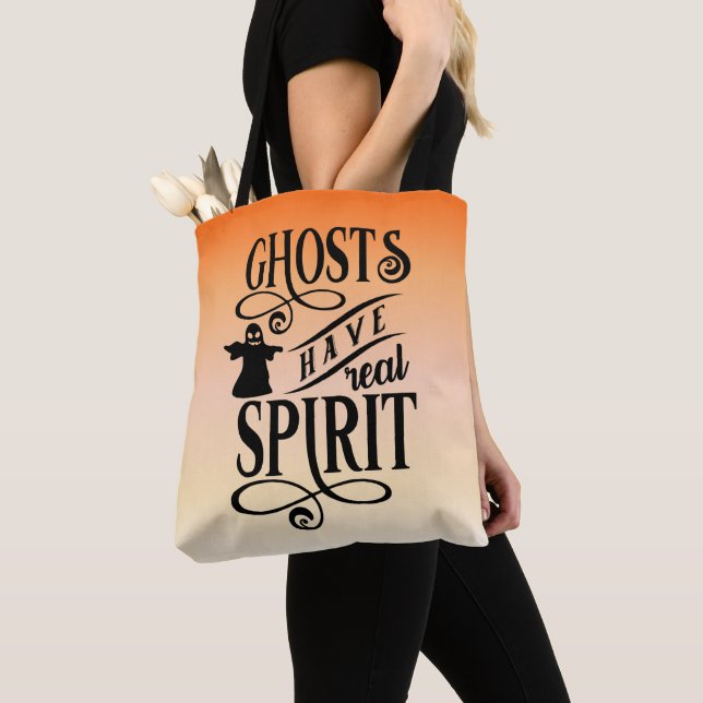 Tote Bag Fantômes ont un vrai esprit Orange Gradient Hallow (De près)