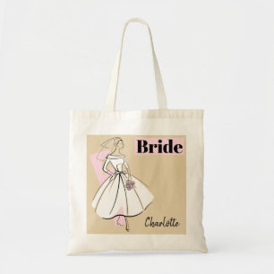 Tote Bag Fashion Bride Neutral Mariée Nom budget fourre-tou