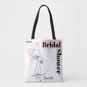 Tote Bag Fashion Bride rose Fête des mariées Date Nom fourr