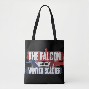 Tote Bag Faucon et soldat d'hiver Graphisme rouge et bleu
