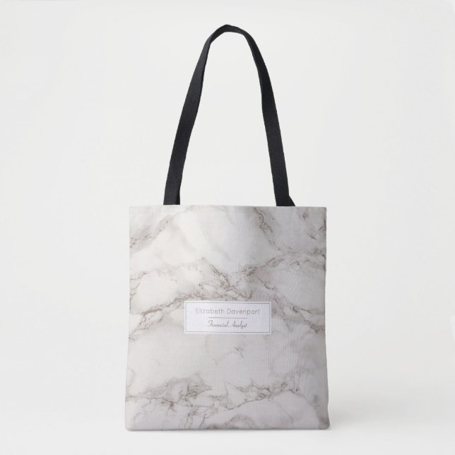 Tote Bag Faux Marbre Albâtre Taupe Taupe Tan Moderne (Devant)