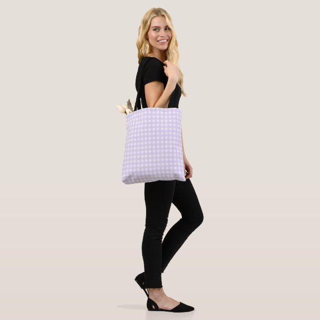 Tote Bag Faye En vichy Pastel Purple (Sur le modèle)