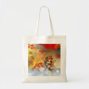 Tote Bag Fée d'automne mignonne avec Feuilles tombés