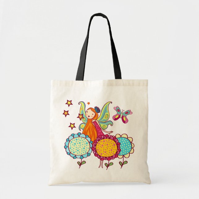 Tote Bag Fée De Jardin Avec Fleurs (Devant)