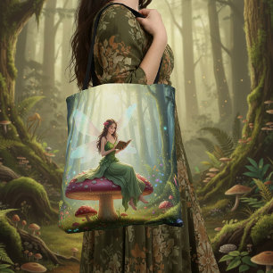 Tote Bag Fée de jour enchantée lisant un livre