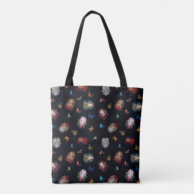 Tote Bag Fées étranglantes et papillons (noir) (Dos)