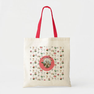 Tote Bag Fées Rose Floral Champignons Fée Château Monogramm