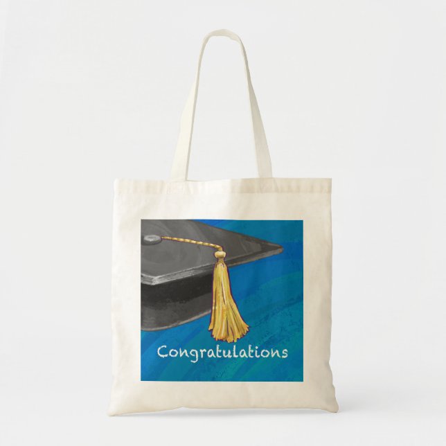 Tote Bag Félicitations noir et bleu (Devant)
