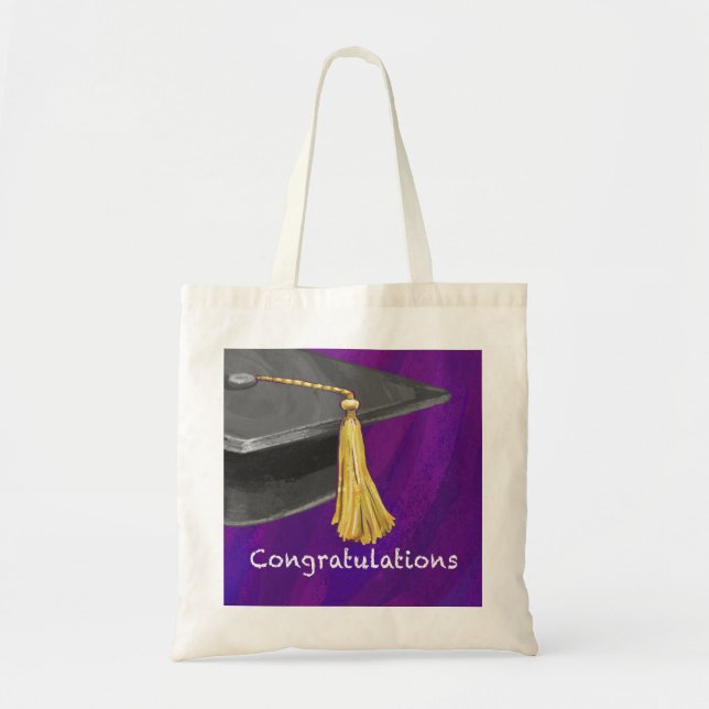 Tote Bag Félicitations noir et pourpre (Devant)