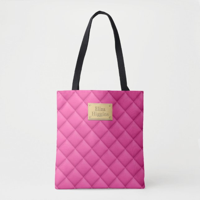Tote Bag Feminine Hot rose Quilé Motif Nom (Devant)