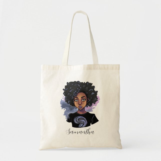 Tote Bag Femme afro-américaine pétillante (Devant)