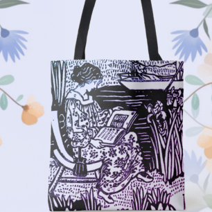 Tote Bag Femme Art Nouveau lisant    