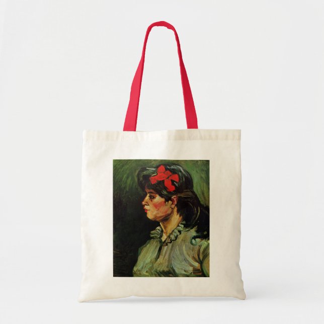 Tote Bag Femme au ruban rouge Portrait par Vincent van Gogh (Devant)